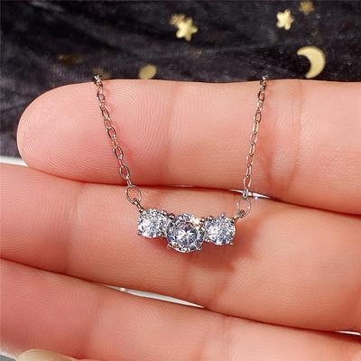 New Women Eternity Necklace Silver Color with Crystal Cubic Zirconia Stone Daily Wear Delicate Wedding Neck Classic Jewelry