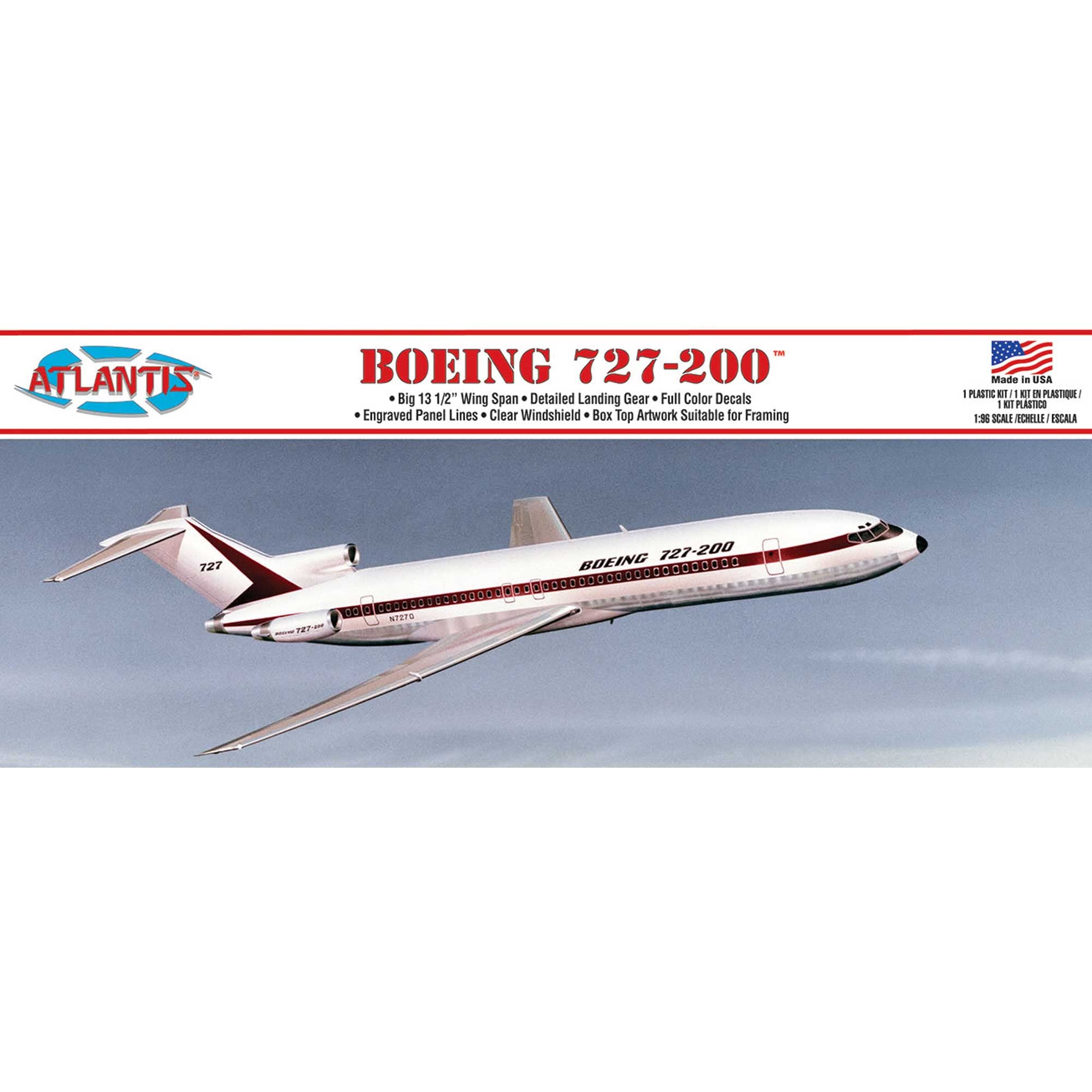 Atlantis Models Scale Boeing 727 Prototype Marking Plastic Model ATLAMCA6005 1/96
