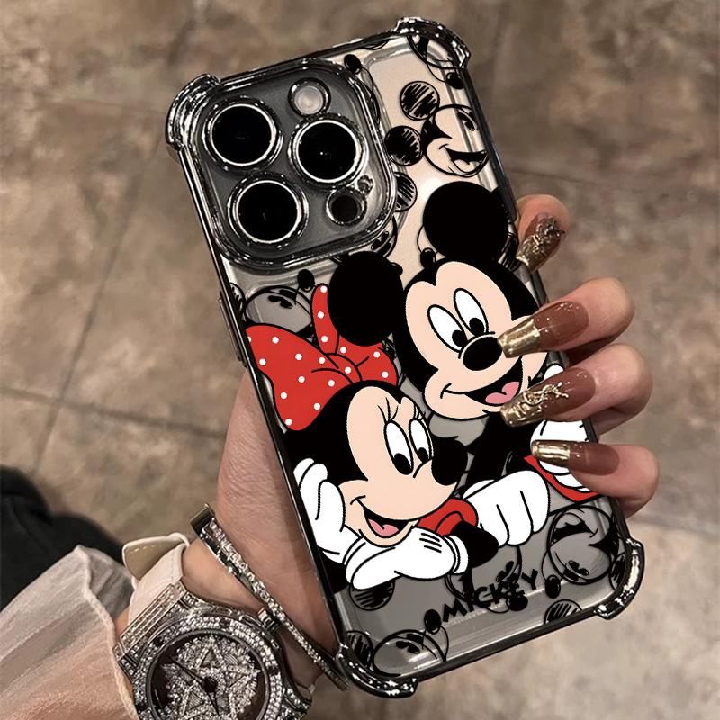 Graffiti M-Mickey Minnies Plating Phone Case For iPhone 17 17e 16e 16 15 14 13 12 11 Pro Max X XR XSMax Mini Air Plus Anti-Fall