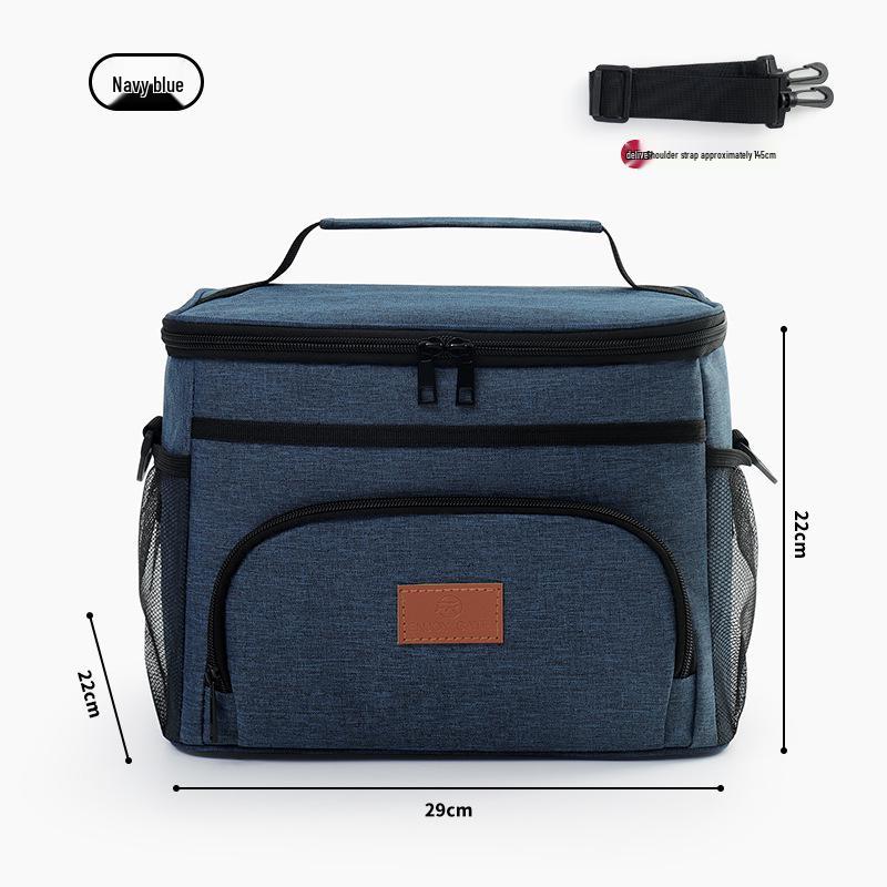 

Waterproof Handheld Bento Lunch Box Bag - Large Capacity, Double Layer, Portable Crossbody for Camping Picnic темно-синий