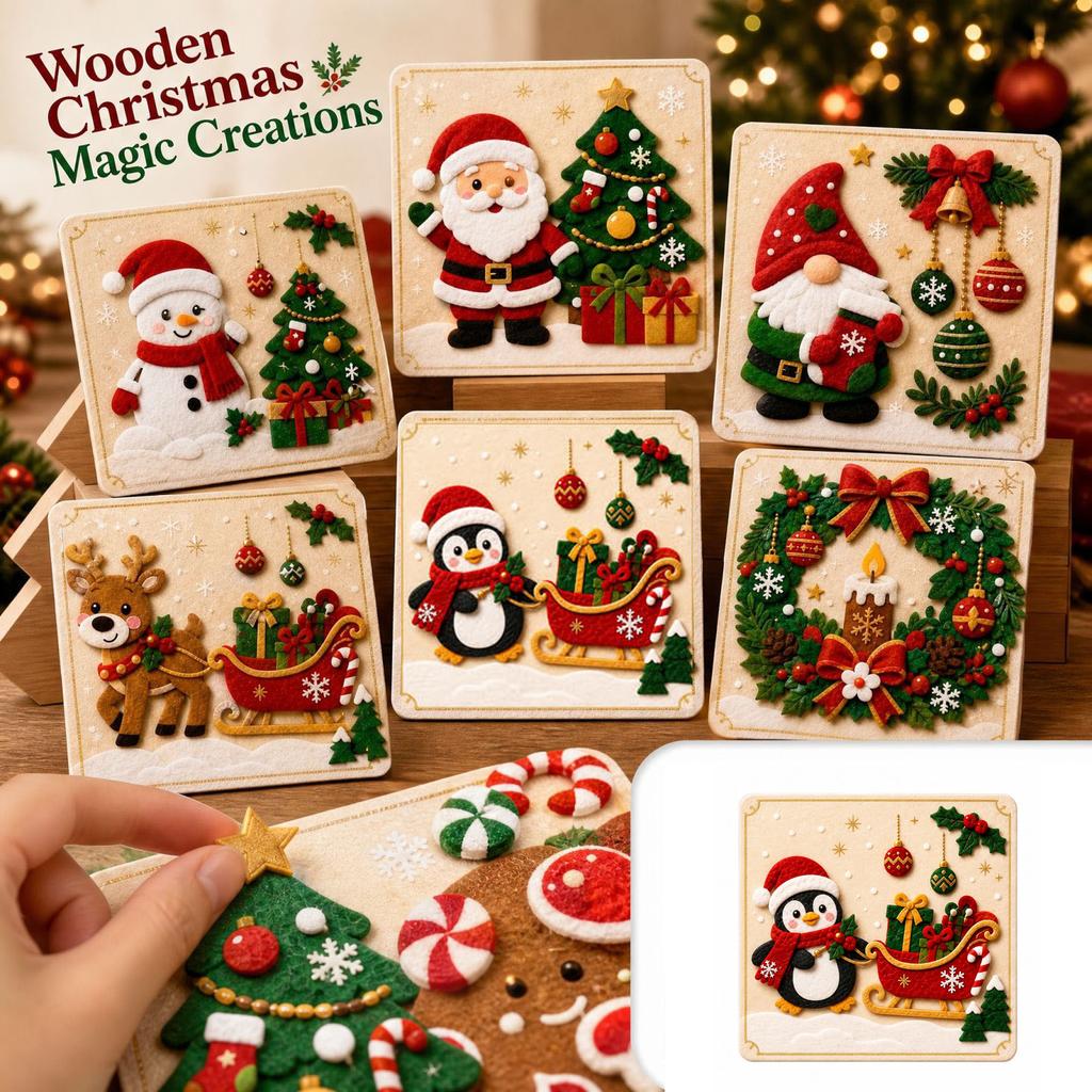 Wooden Christmas Tabletop Ornament for Desk Home Decor