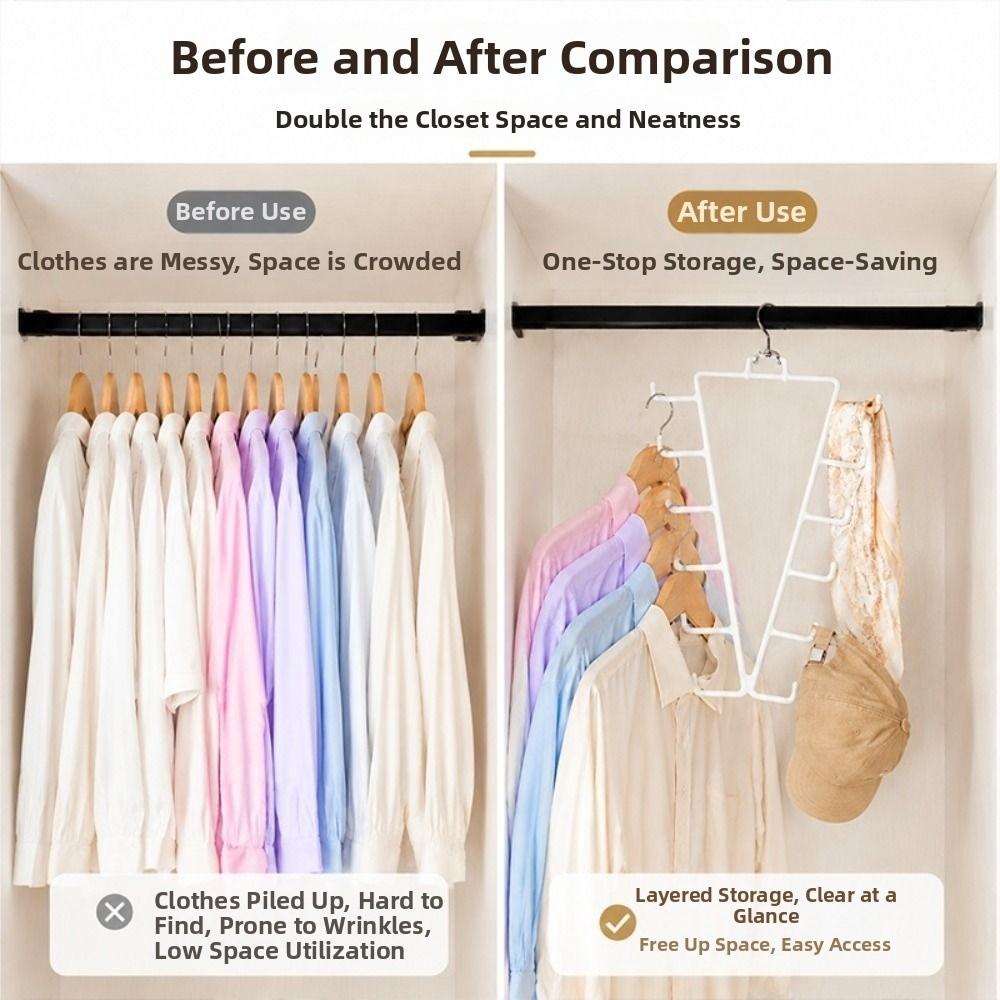 Space Saving Double Sided Hanger Metal Hat Rack Durable V Shaped Hanger  for Wardrobe