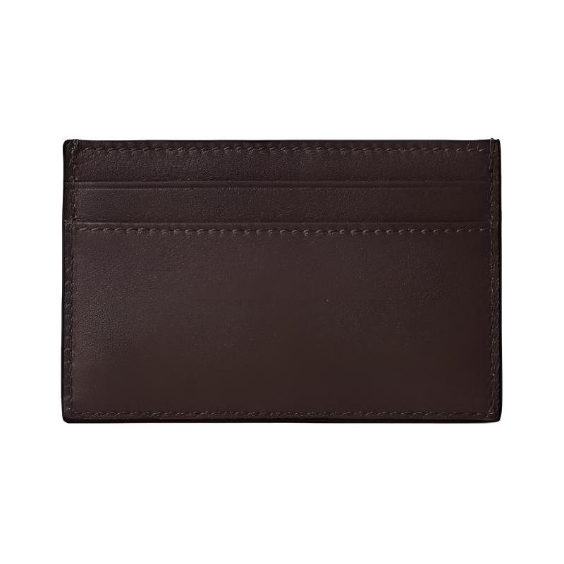 Gucci Horsebit Pattern Gold Tone Hardware Leather Card Holder Women's Dark Brown
