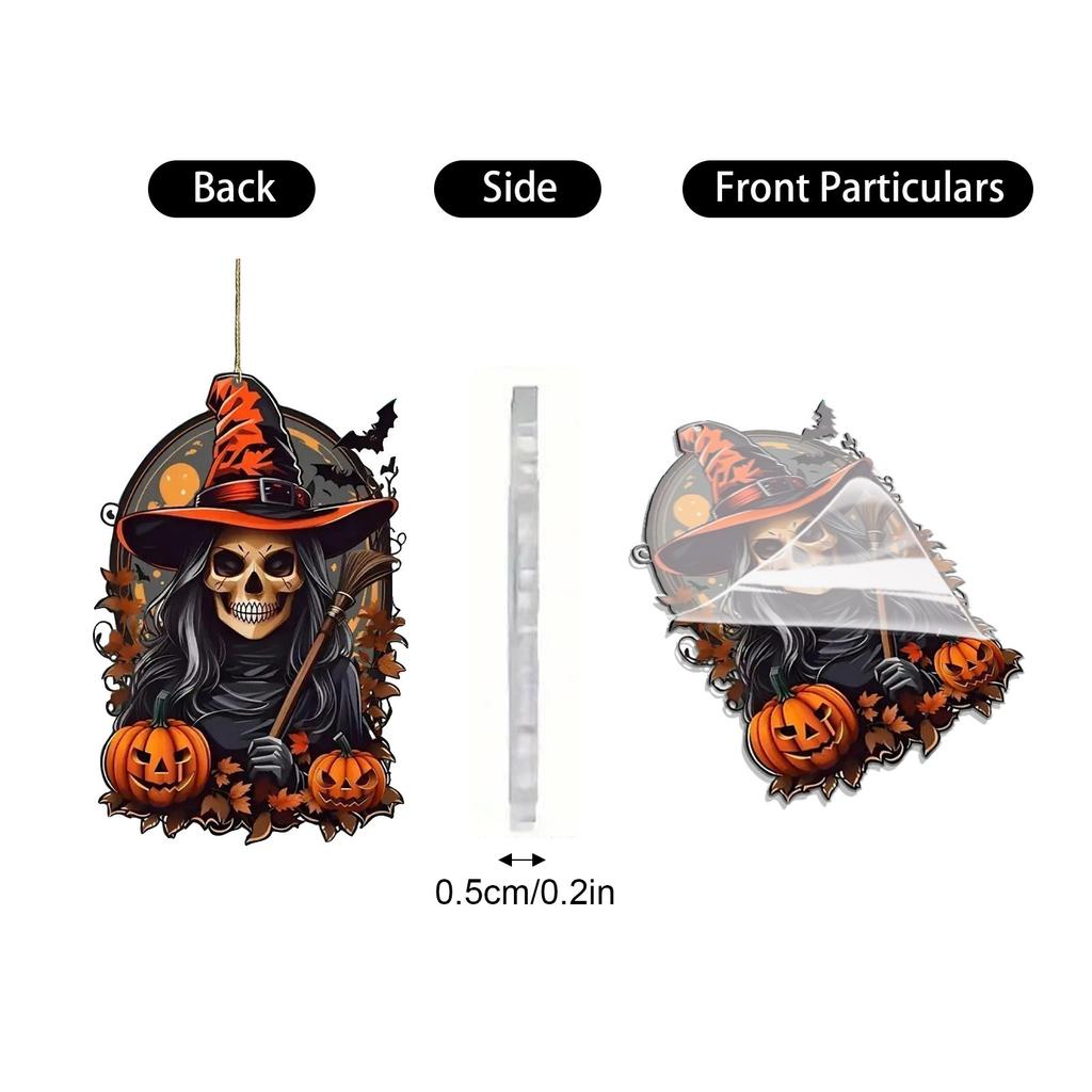 Pumpkins Man Christmas Tree Decoration Pendant Car Rearview Mirror Pendant Halloween Party Decorations, Horror Pumpkins Skeleton Witch Pendant