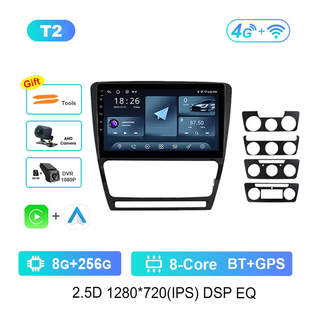Car Video Multimedia Player GPS for Skoda Octavia 2 A5 2004 - 2013 Carplay WiFi Android Intelligent System 4G HD Touch Screen