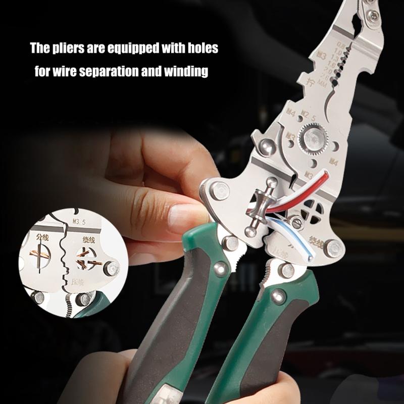 Wire Stripping Plier with Electricity Measurement Electrician Plier 11 In 1 Multifunctional Wire Stripping Plier