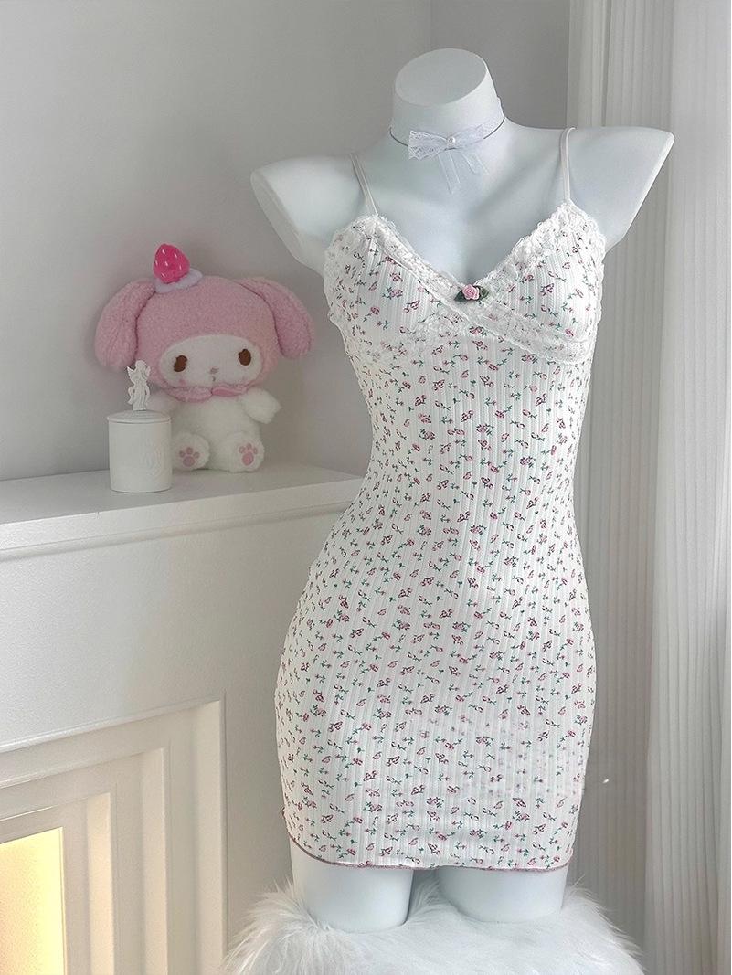 

2025 Сексуальний жіночий літній квітковий комбінезон-піжама з нагрудником і слінг-нічна сорочка, що робить фігуру стрункішою XXL for 120-130 lbs