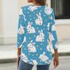 Women's Fashionable Casual Easter Bunny And Egg Print Neck Three-Quarter Sleeve T-Shirt