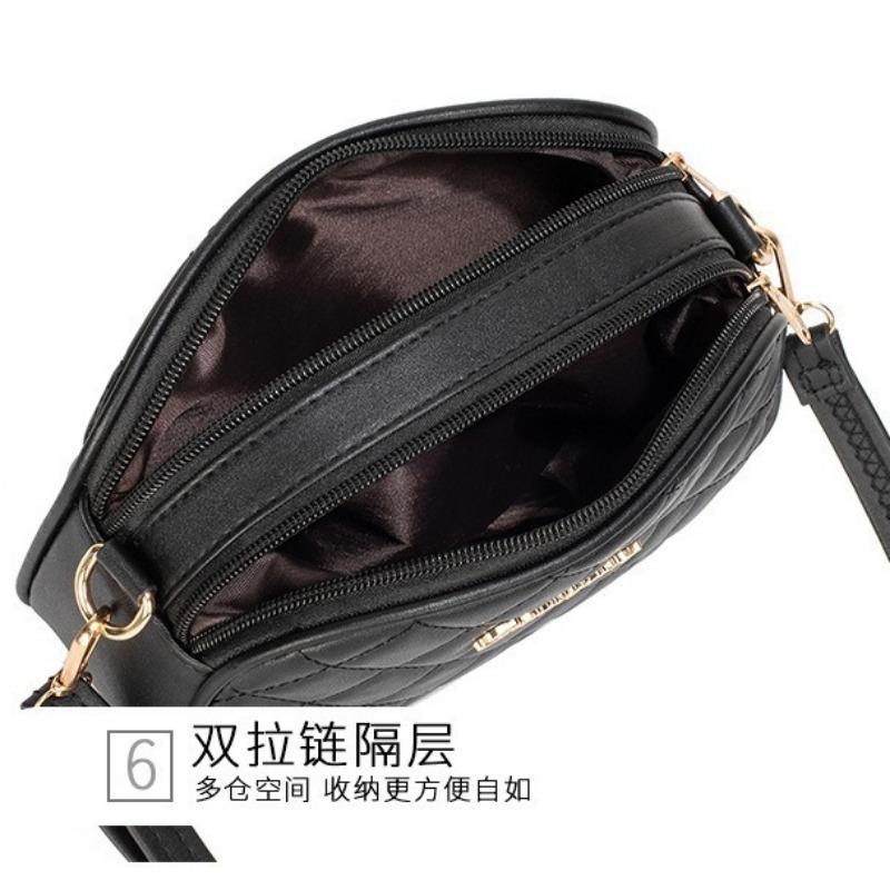 New diamond satchel women's shoulder bag large capacity double zipper design embroidery camera bag ladies bag