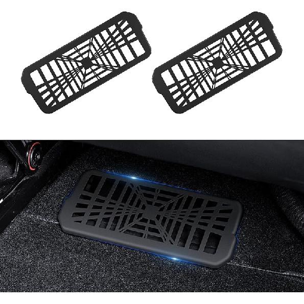 2PCS New Model Y Juniper Backseat Floor Air Vent Cover Air Flow Vent Grille Protection Rear Under Seat Air Condition Outlet Grille Protector for for Tesla Model 3 2024/20
