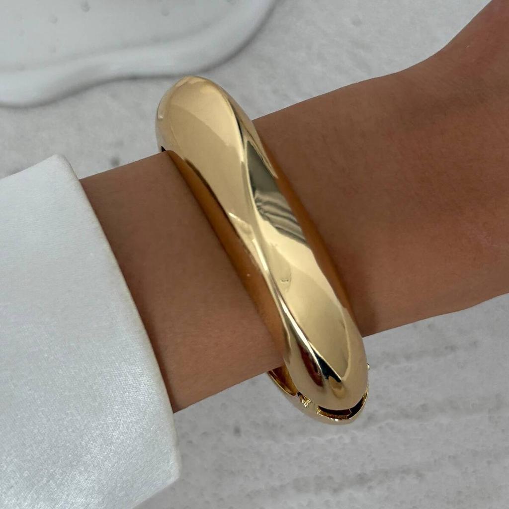 Salircon 3 Styles Punk Irrégulier Large Épais Résine Acrylique Dégradé Bracelets Femmes Géométrique Printemps Métal Bracelet Bijoux Cadeaux