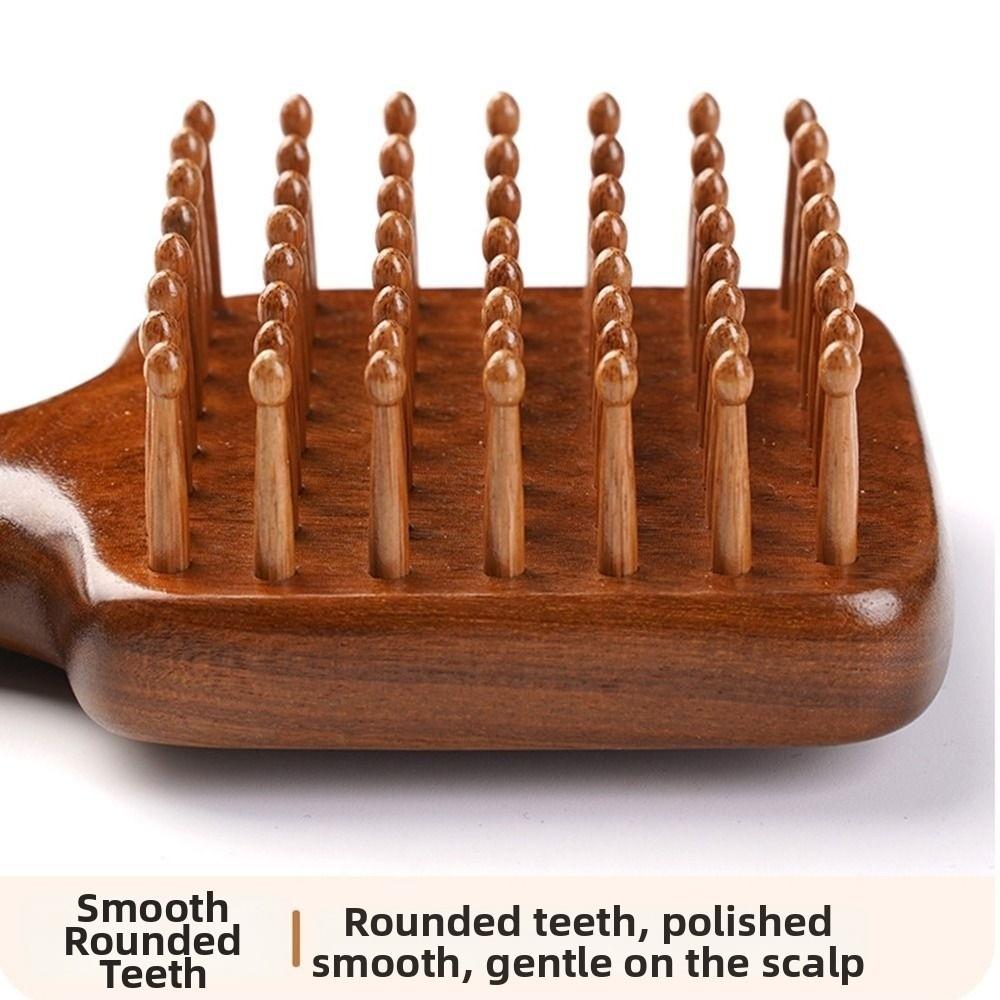 Wide Tooth Sandalwood Head Massage Comb Long Handle Meridian Hair Brush  Hair Detangling