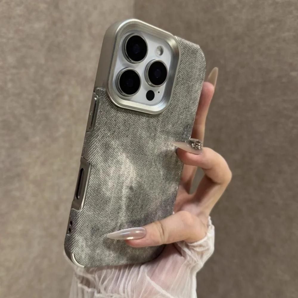 Cowboy Fabric Phone Case For iPhone 17 Air 16 15 14 13 12 Pro Max 11 Plus Jeans Soft Bumper Armor Retro Vintage Cover Funda