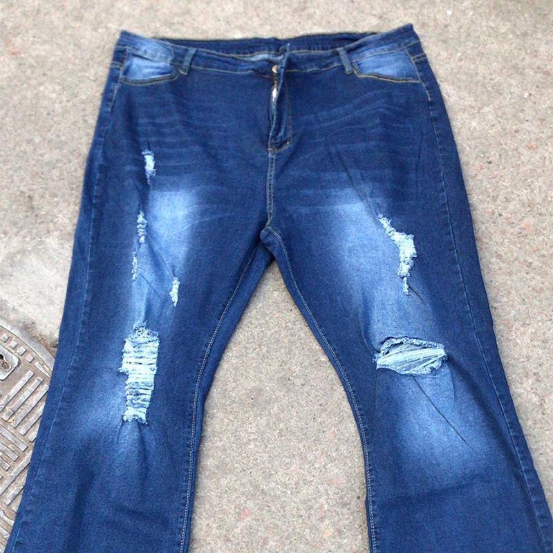 Blugi elastici cu talie înaltă, cu găuri rupte și decupați, pantaloni denim evazați pentru femei, slim, casual, pentru navetă, modă nouă de primăvară și vară