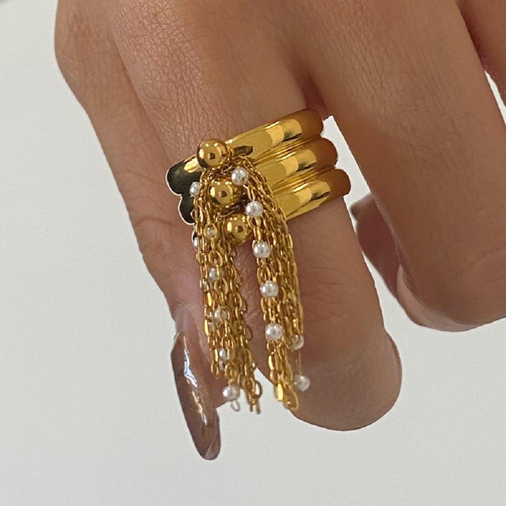 Yori High Quality Stainless Steel Metal Tassel Handmade Ring 18K PVD Plated Exclusive Design Fashion Jewelry Accessories