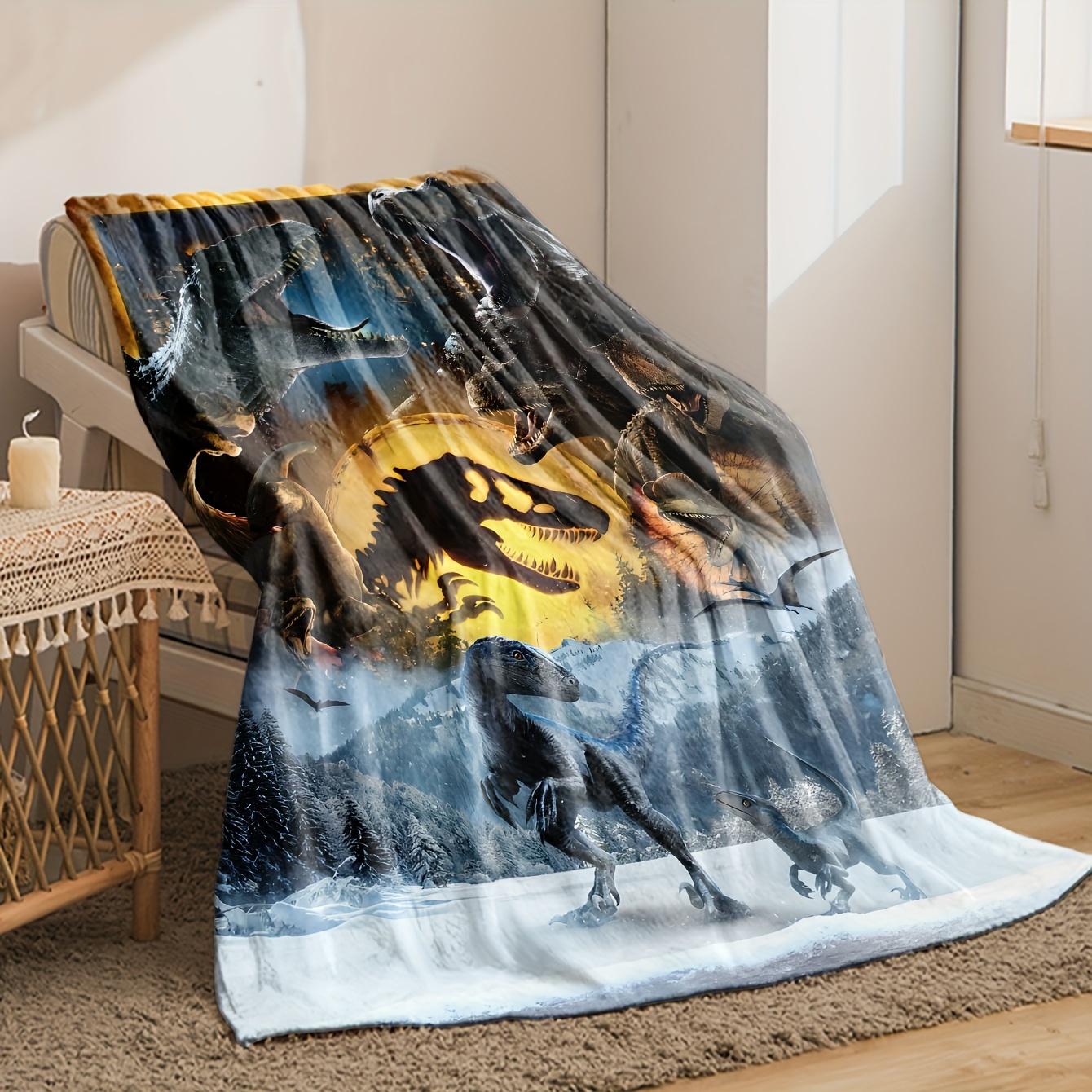 

1pc Cool Dinosaur Scene Blanket, Vivid Dinosaurs Print Blanket for Kids & Dino Lovers, Perfect for Halloween, Christmas 75cmx90cm