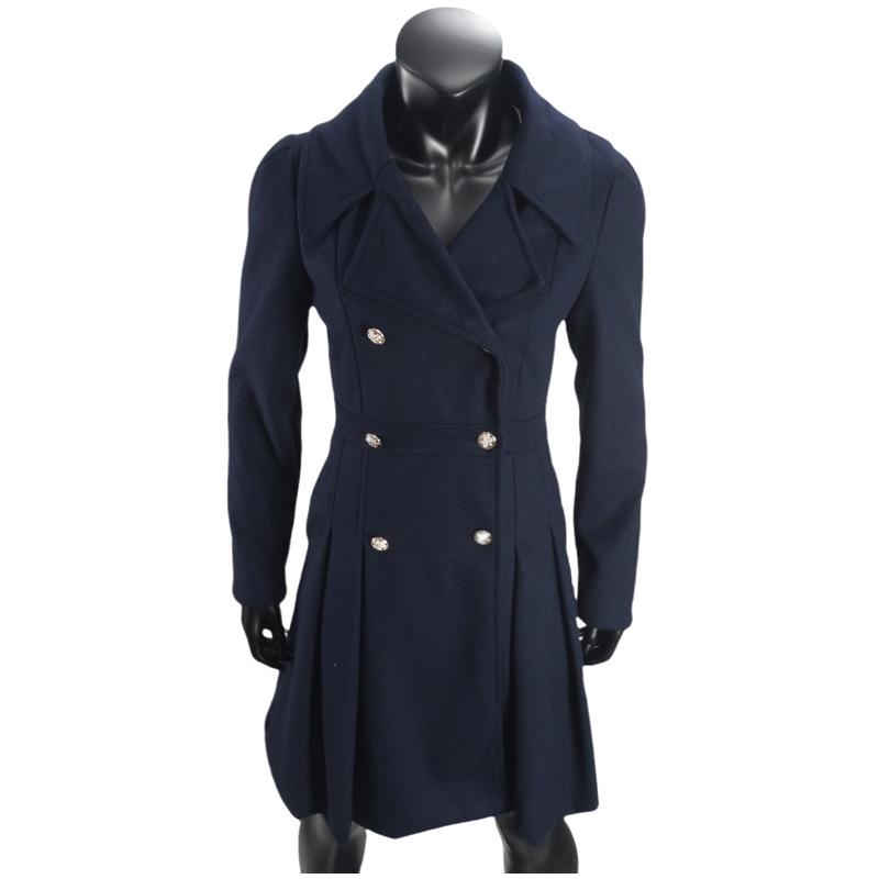 In Stock: New European/American Plus Size Women's Double-Breasted Long Wool Coat (Autumn/Winter Collection)