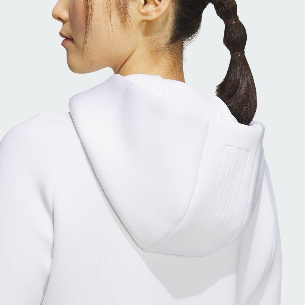 Adidas Solid Color Fitted Long Sleeve Hoodie Women tops White HY0905