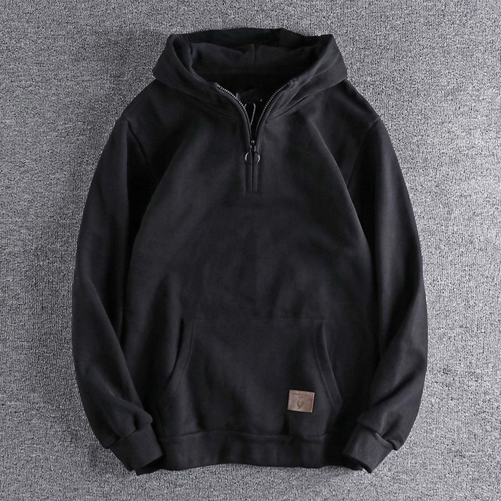 

Half Zip Baggy Hoodie Men Pullover Longsleeve Casual Hoodies Fashion Vintage Hooded Sweatshirt XXXL чёрный