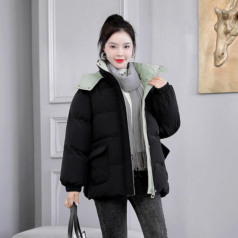 Sports style winter new fashion simple stand-up collar down cotton clothes small short thickened bread clothes