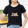 Kids Cotton T Shirt Peeking Orange Kitten Cat Print Crew Neck Short Sleeve Tee Casual Breathable Boys Girls Summer Tops