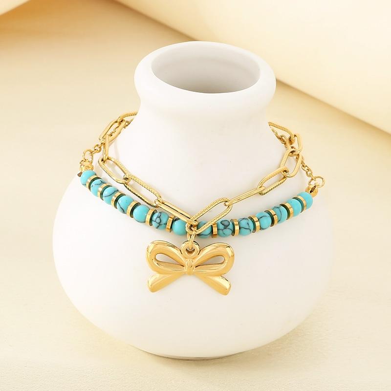 

Двухслойный браслет-цепочка «змейка» с подвеской в виде морской звезды для женщин и девушек - Нержавеющая сталь 304 - KB203135-SXSJ Bracelet - 31cm