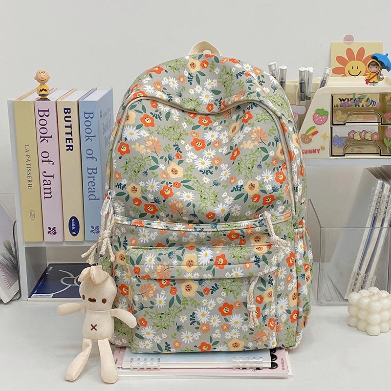 Schoolbag floral Mori schoolbag female Korean version junior high school student large capacity backpack versatile college student versatile travel