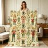 All Season Flannel Blanket with Vintage Nutcracker and Holiday Floral Print Soft Warm Cozy Lightweight Throw Blanket for Sofa Couch Bed Office Living
