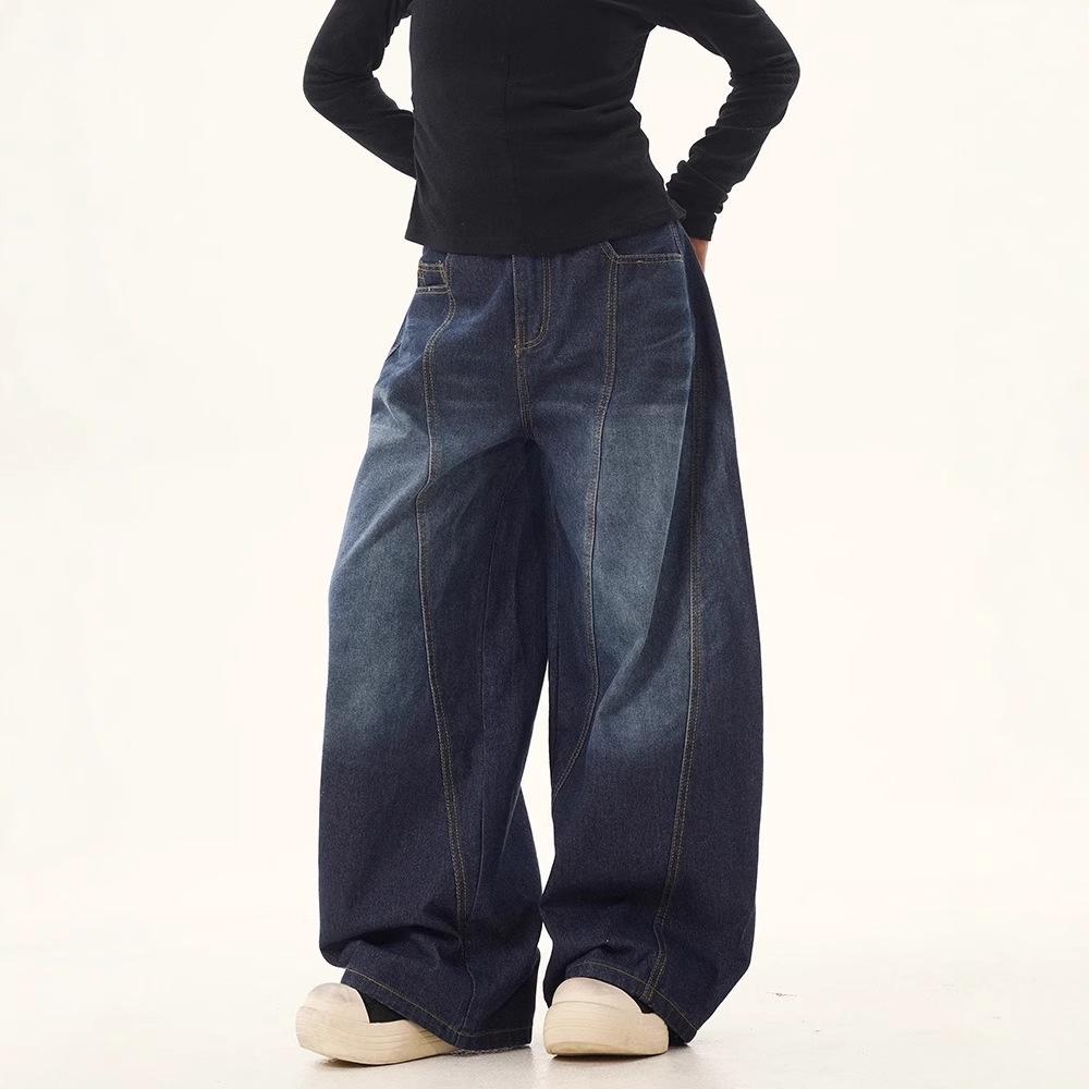 Retro Design Wide-Leg Scimitar Jeans - Versatile, Loose-Fit Women's Pants for Fall and Winter