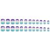 24 Pieces  Fashion Blue and Purple Gradual Change Manicure Film Style Simple French Small Fresh Sweet Short Fake Nails Wear