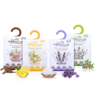 Cycle Pure Karpure Camphor Sachet Pack Of 4 Air Freshener For Home Car Wardrobe Bathroom Office Long Lasting Oudh Citrus Lavender Thyme