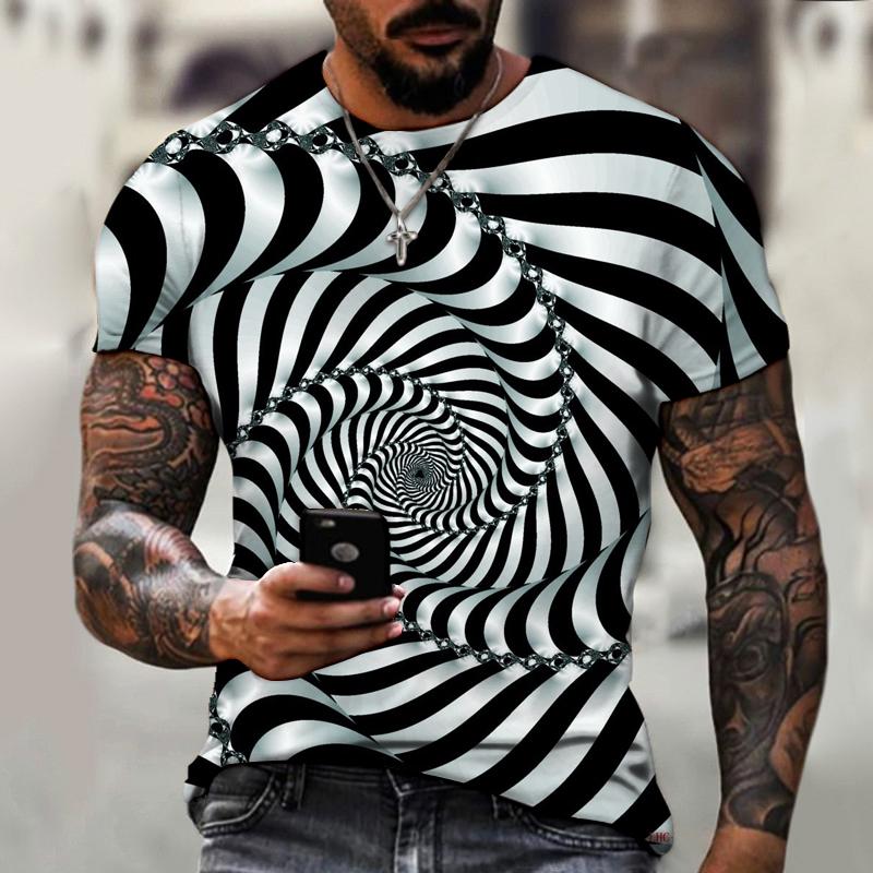 Fashion Men's T-Shirts 3d Vortex Printed Men's Clothing Street Designer Short Sleeved Loose Oversized Tshirts Daily Casual Tops