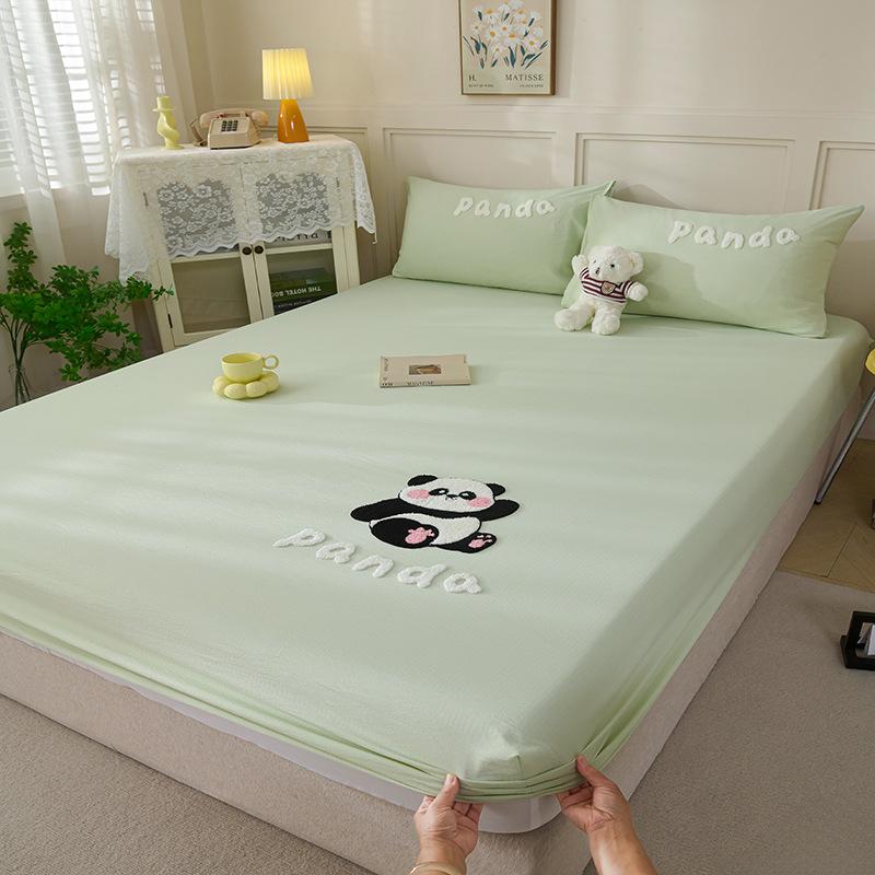 Washed Cotton Fitted Sheet Single Piece New Mattress Cover Protective Cover Bed Sheet Cover Student Dormitory Machine Washable