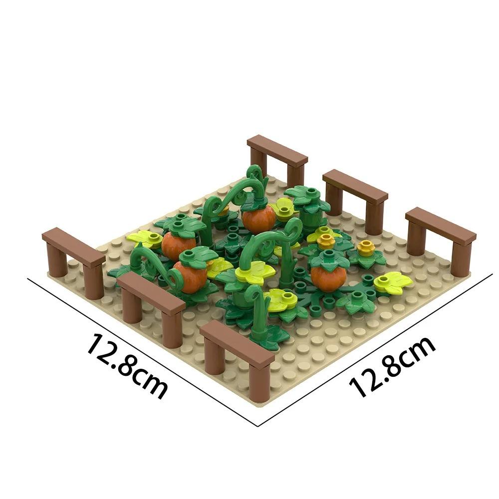 MOC Farm Set Stavebnice Plodina Rostlina Dýně Konírna Kráva Kruh Zvířata Město Pohled na ulici Kostky Model Hračky