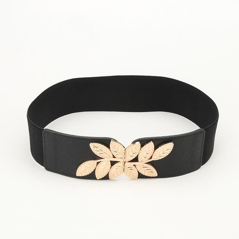 

Новая металлическая пуговица-листок из сплава, женский ремень, декоративный ремень для рубашки или платья, универсальный и модный эластичный пояс-корсет