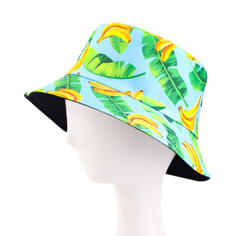 Summer fashion double-sided fruit printed pot hat, summer sun hat, outdoor travel sun hat JDPM -