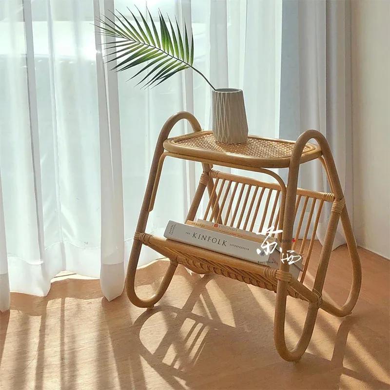 Japanese style natural rattan small tea table living room tea table living room furniture sofa