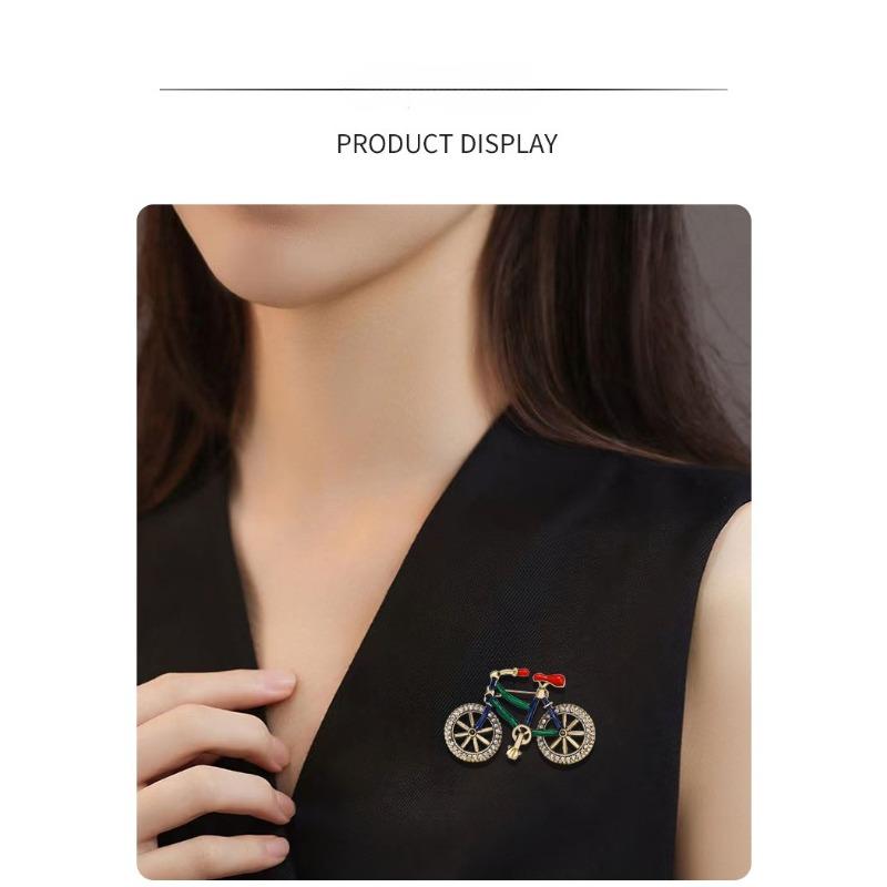 European and American Rhinestone Creative Bicycle Brooch, Fashionable, Drip Oil Brooch, Women's Clothing Accessories, Handbag Bicycle Chest Flower