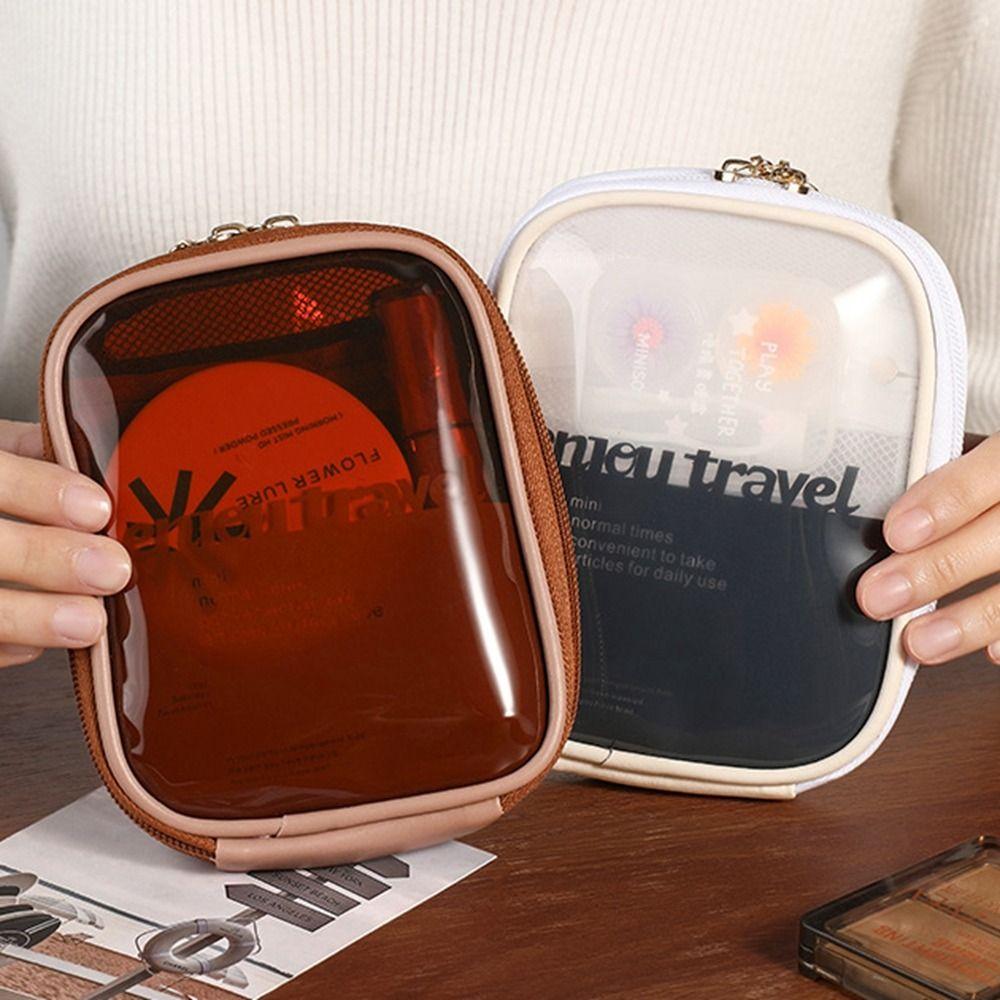 Letter Makeup Bag Mini Skincare Storage Bag Wash Bag PVC Transparent Cosmetic Bag Travel