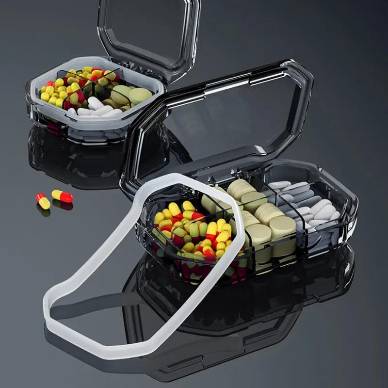 6 Grids Pill Storage Box Travel Medicines Storage Box Drug Separation Mini Portable Organizer Container With Seal Ring