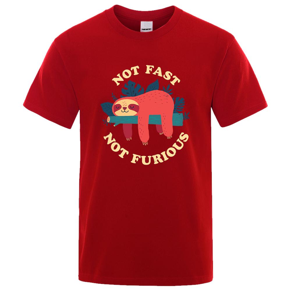 Not Fast Not Furious Cartoons Printing Men Tee Shirts Breathable Brand Tops Street Fashion T-shirt Mens Casual Summer T Shirts