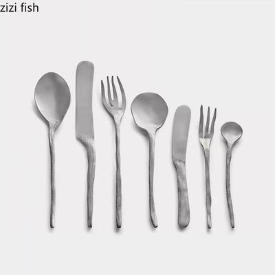 Creative Irregular Design Stainless Steel Knife Fork Spoon Tableware Restaurant Solid Color Knife Household Metal Tableware