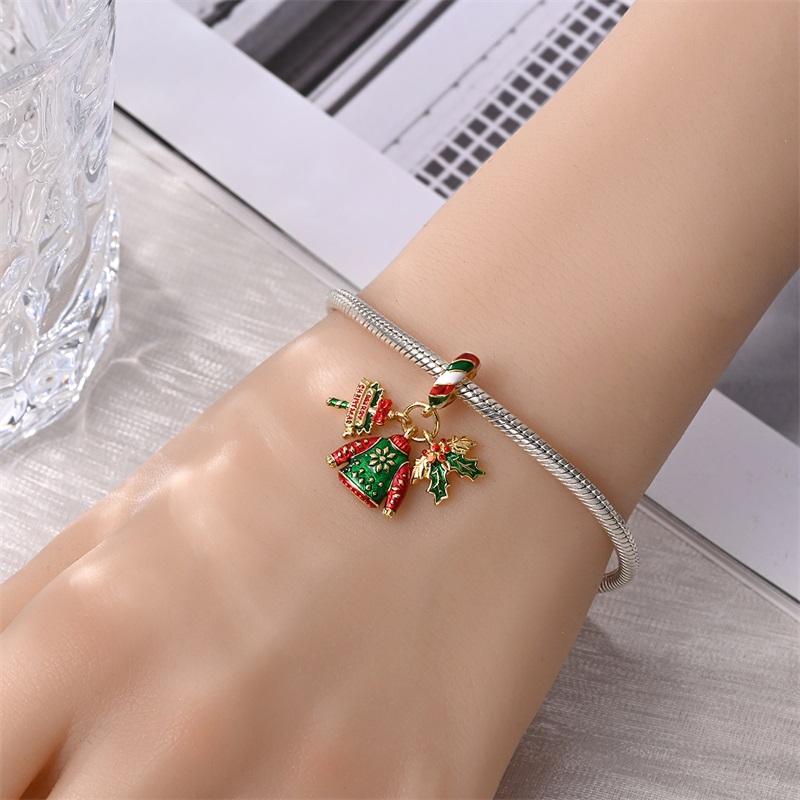Copper Romantic Christmas Snowman Gingerbread Santa Claus Charms Bead Fit 3Mm Diy Fine Jewelry Accessories