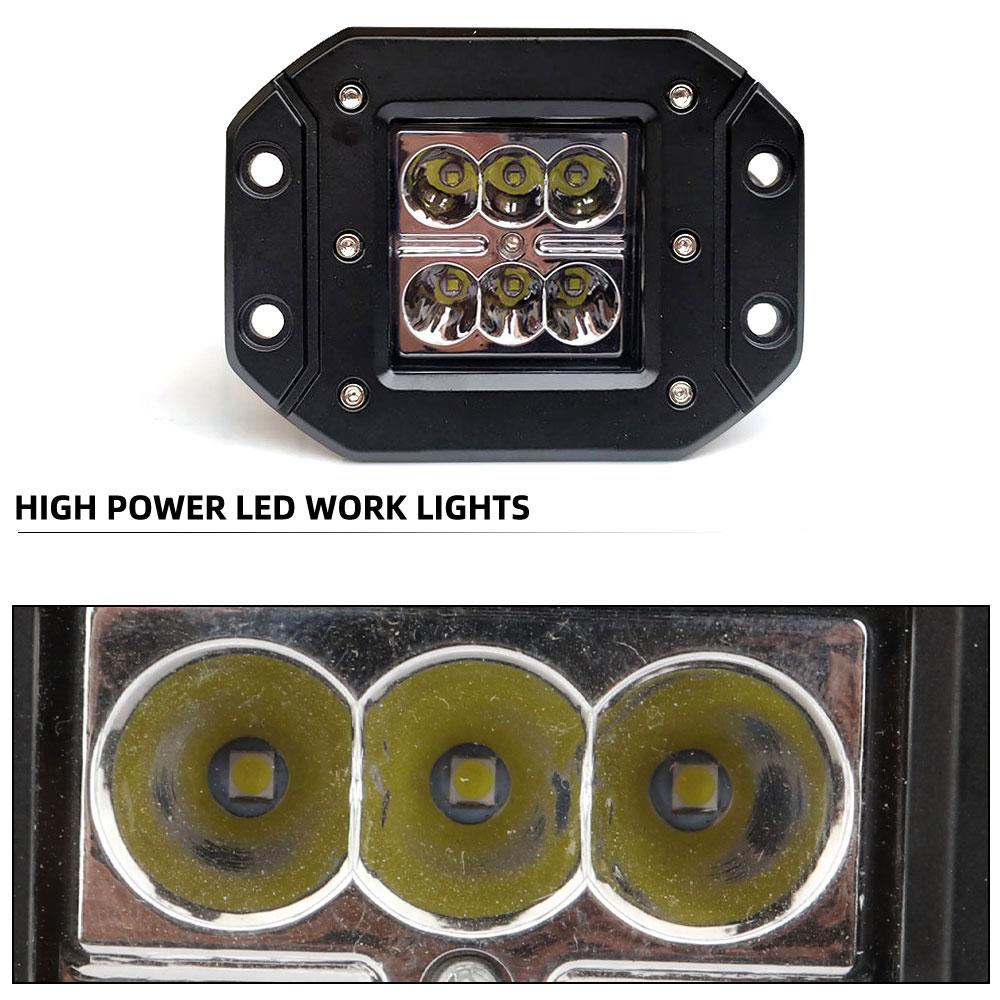 1/2PCS Car High Bright Work Light 12W 6SMD 6000K White Headlight DRL Driving Lamp for Jeep Off-Road Vehicle 4x4 ATV UTV
