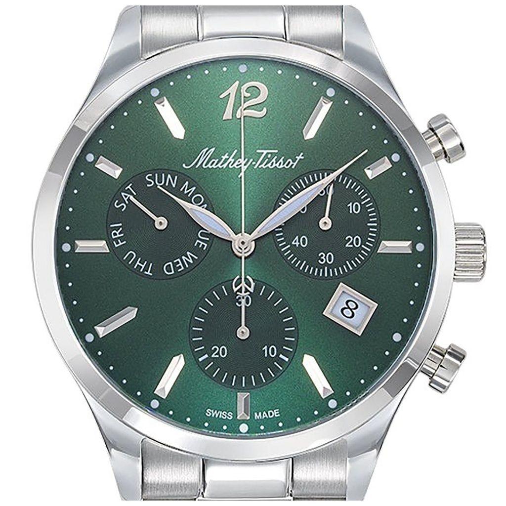 Mathey-Tissot Orologio da uomo Urban Chrono in acciaio inossidabile con quadrante verde al quarzo H411CHAV