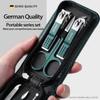 German Quality 6-piece Dark Green Portable Nail Care Set with Nippers, Scissors and Pedicure Tools