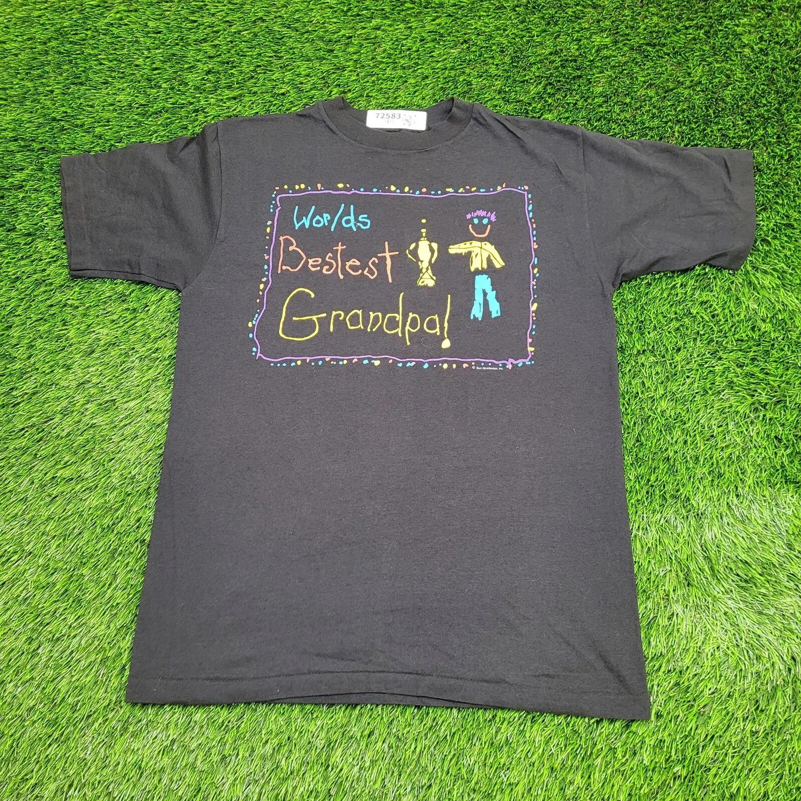 Vintage 90s Grandpa Shirt M/L 20x27 Black Single-Stitch USA 3XL