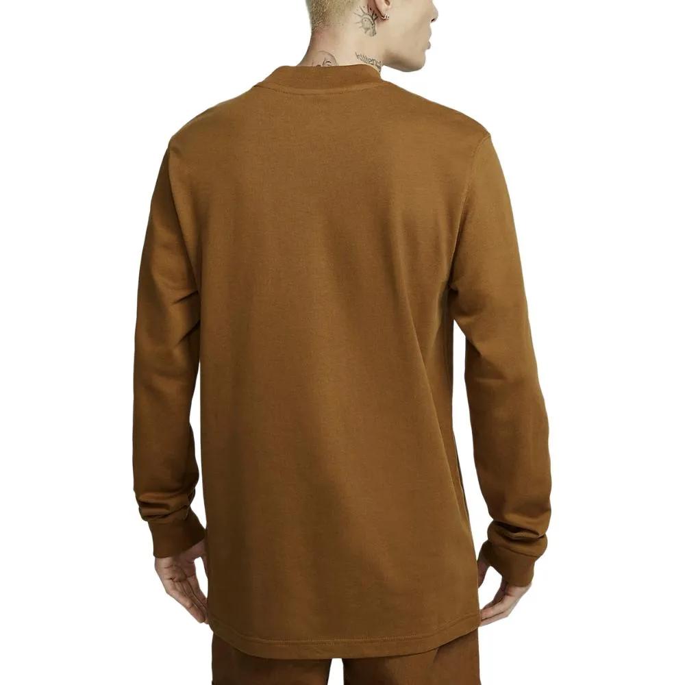 Nike T Shirts Men's Brown Half Turtleneck Moderate Straight Fit (Unisex) T-Shirts DX5869 270