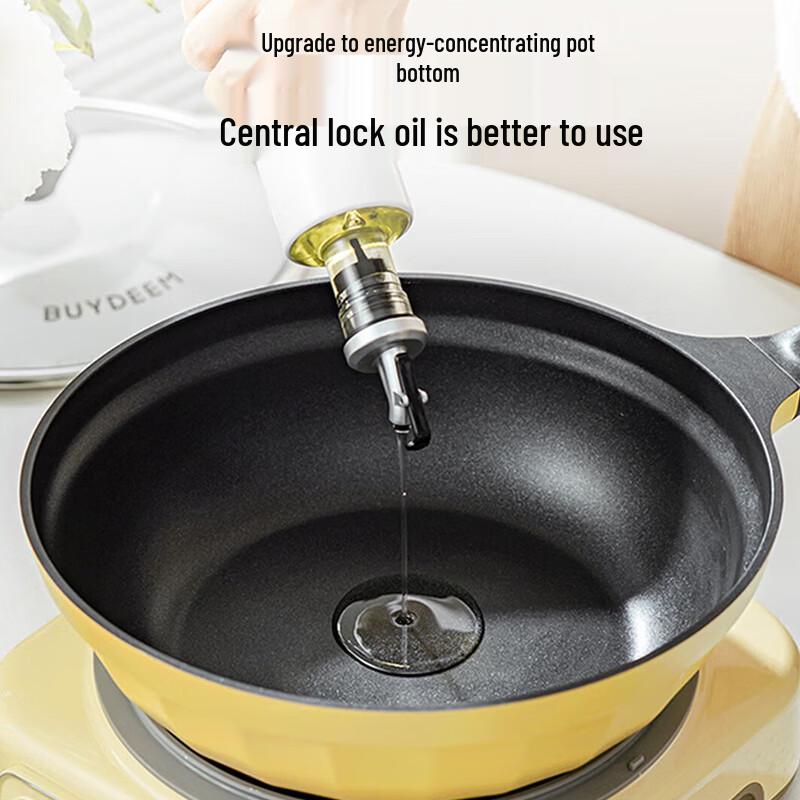 Buydeem 30cm Light Smoke Uncoated Frying Pan with Lid