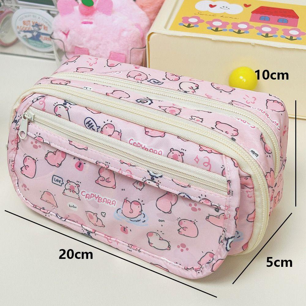 Large Capacity Pen Bag Three-layer Stationery Bag Minimalist Storage Bag  Gift